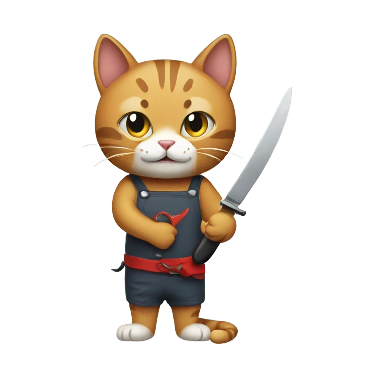 Cat holding knife emoji