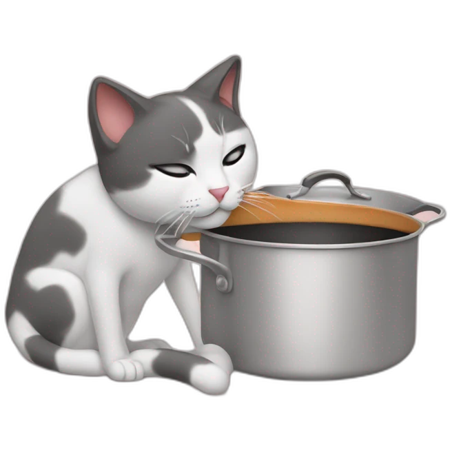 Cat kissing a pan emoji