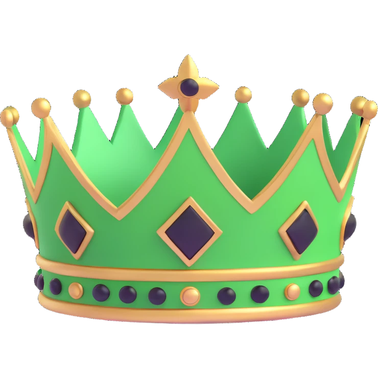 green and black crown 3D style emoji