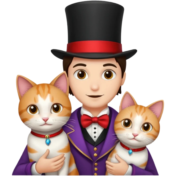 magician couple and their pet cat emoji