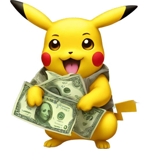 pikachu with money emoji