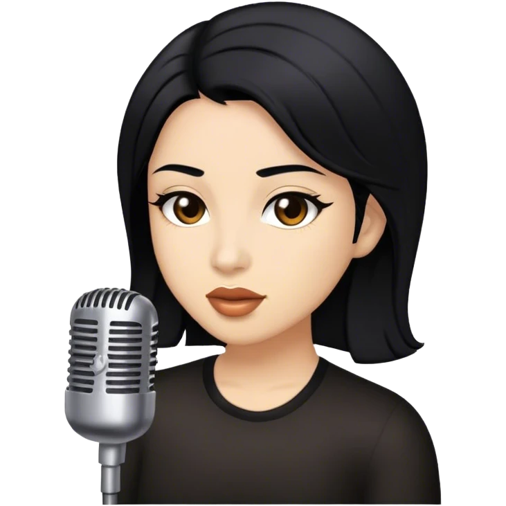 A singer with black hair and brown eyes  emoji