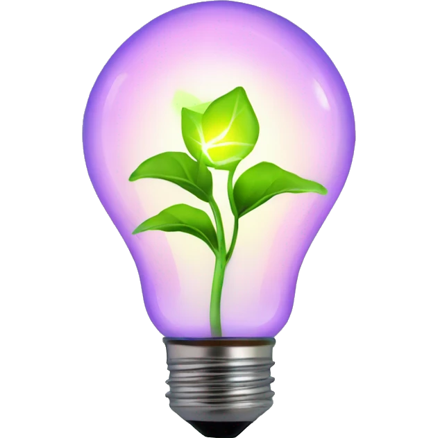 a plant sprout inside a glowing idea lightbulb emoji