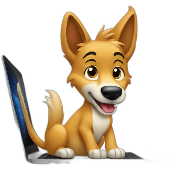 disney dingo behind a laptop emoji