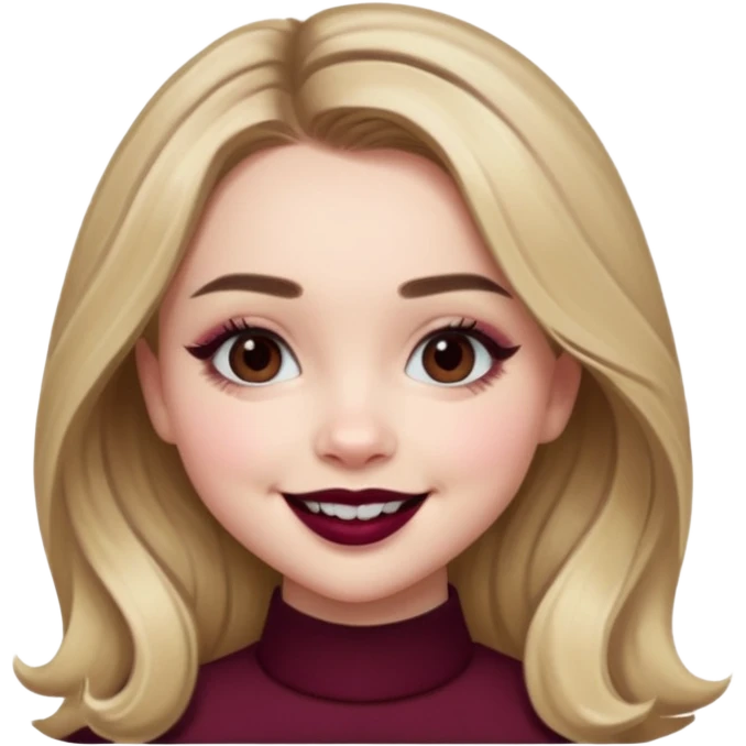 Sabrina carpenter wearing burgundy lipstick  emoji