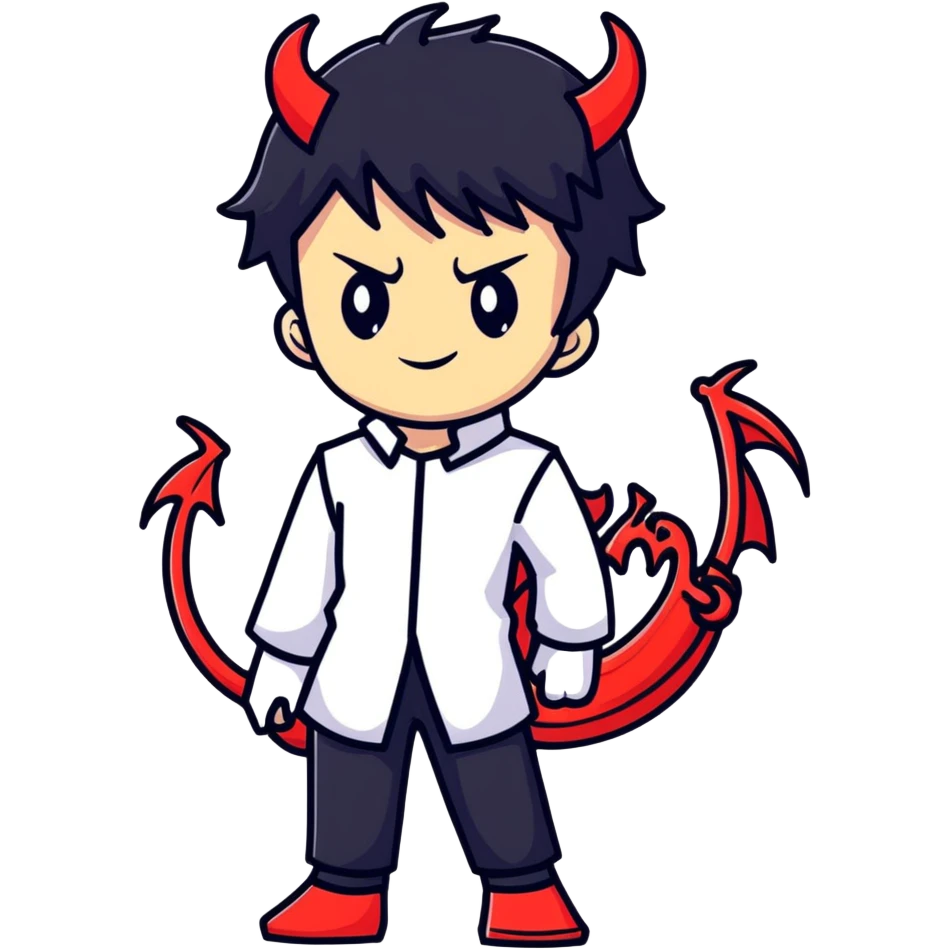 Cool anime devil boy with black hair emoji