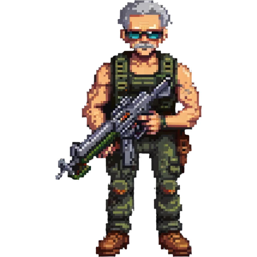 old skinny tough charismatic character from STALKER with a big machine gun emoji