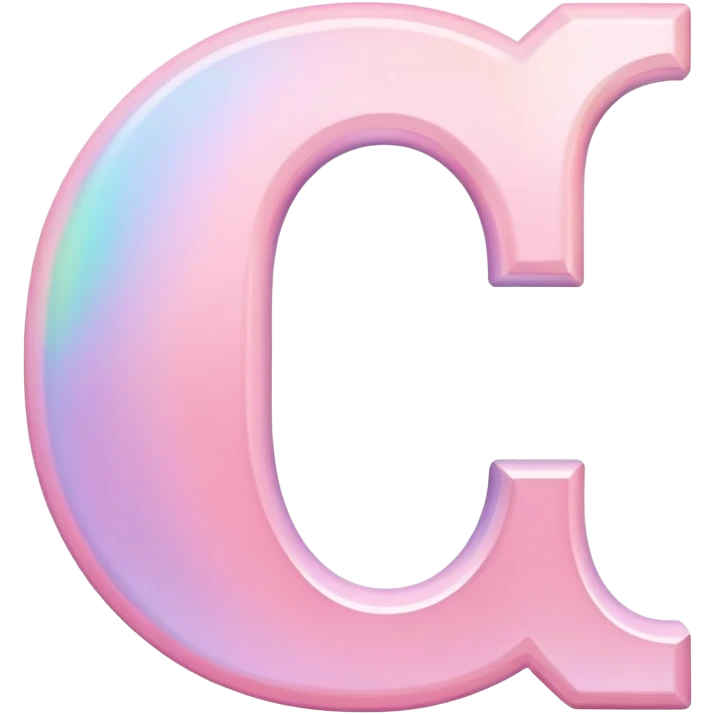 Iridescent pastel pink Font setting icon with letter C emoji