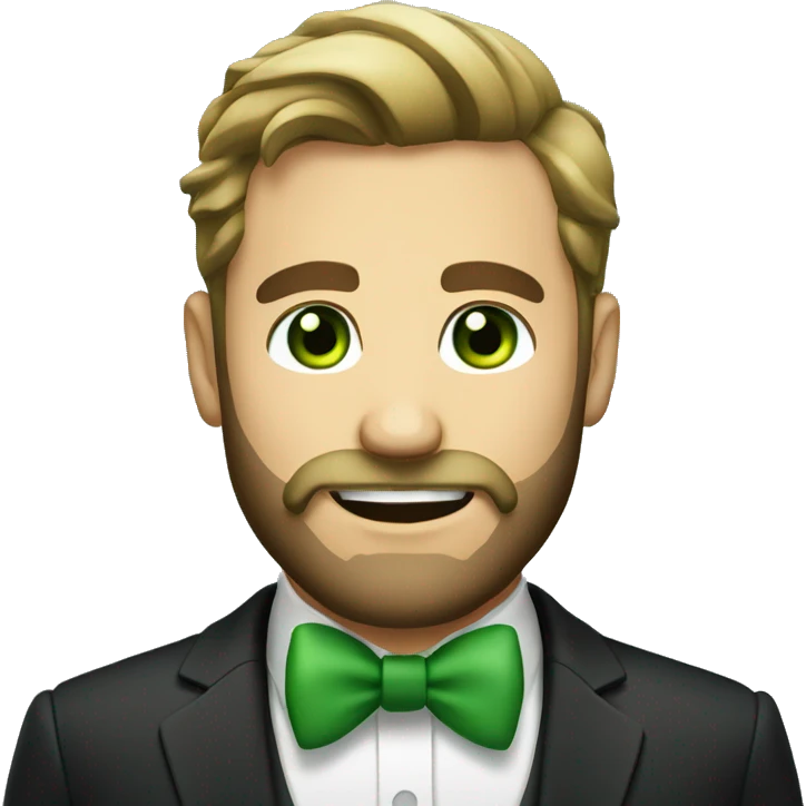 handsome man with bow tie and green eyes and full beard emoji