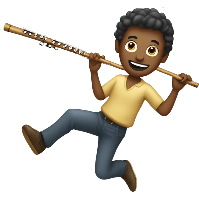 Man with flute twirling on pole emoji