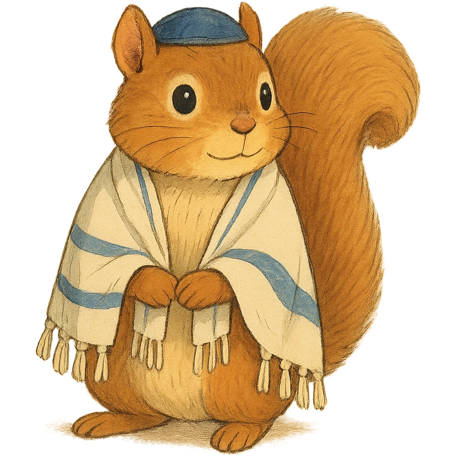 squirrel wearing a yarmulke and tallit emoji