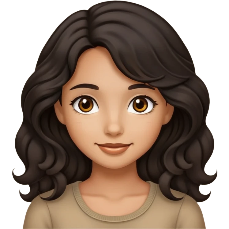 tan girl with black wavy hair and dark brown eyes emoji