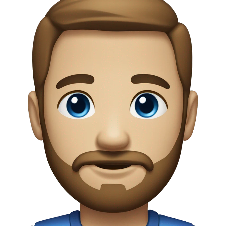 medium beard, blue eyes, close shaved hair, brown hair, round face emoji
