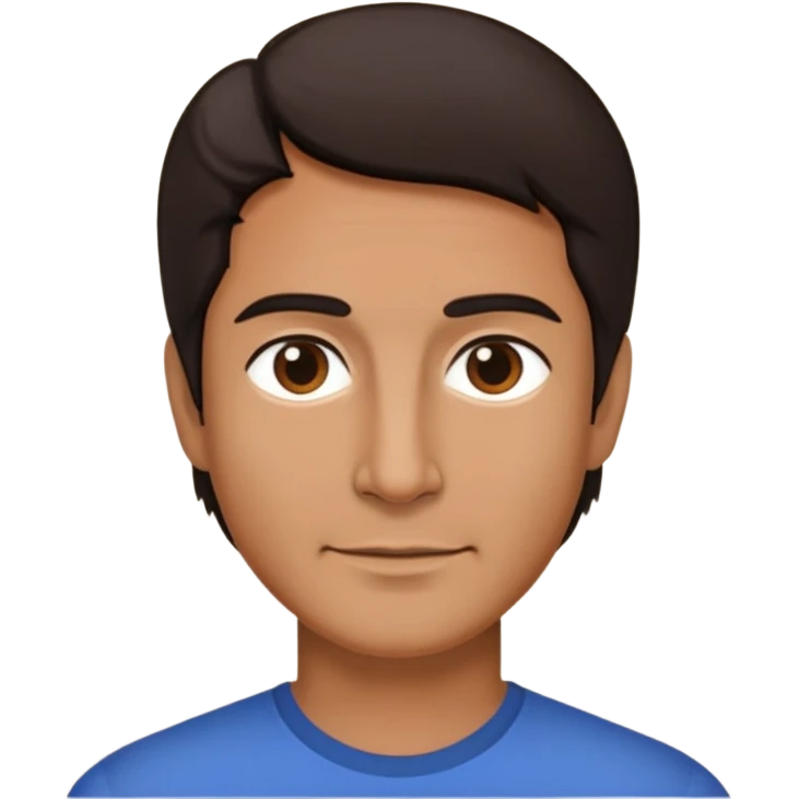 52, tan skin, black and brown hair, short, no facial hair  emoji