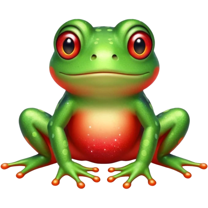 Frog Cute Red Glitter transversal emoji