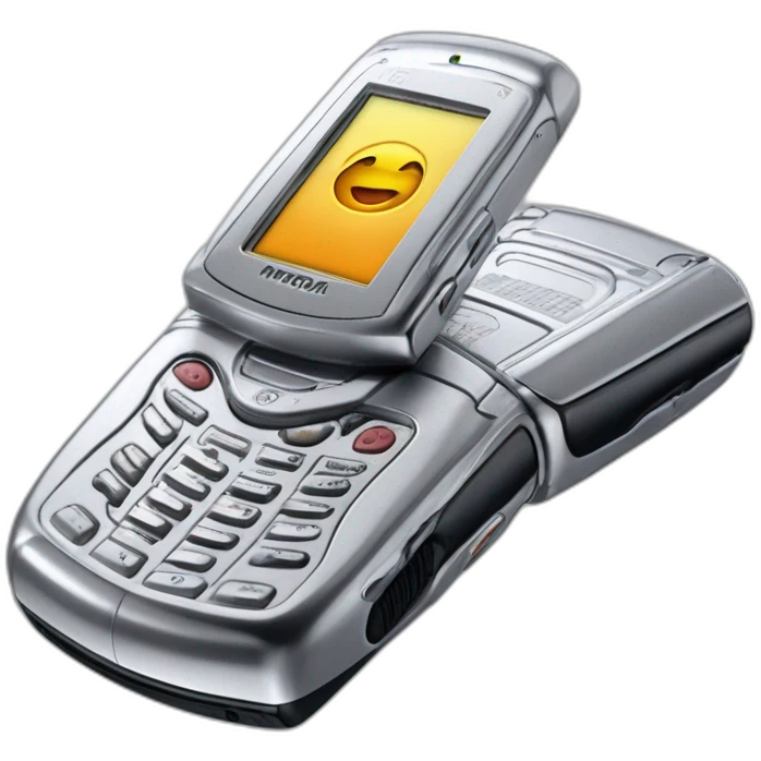 Y2k Silver Motorola Razr V3 mobile device with the iconic clamshell design no buttons visible emoji