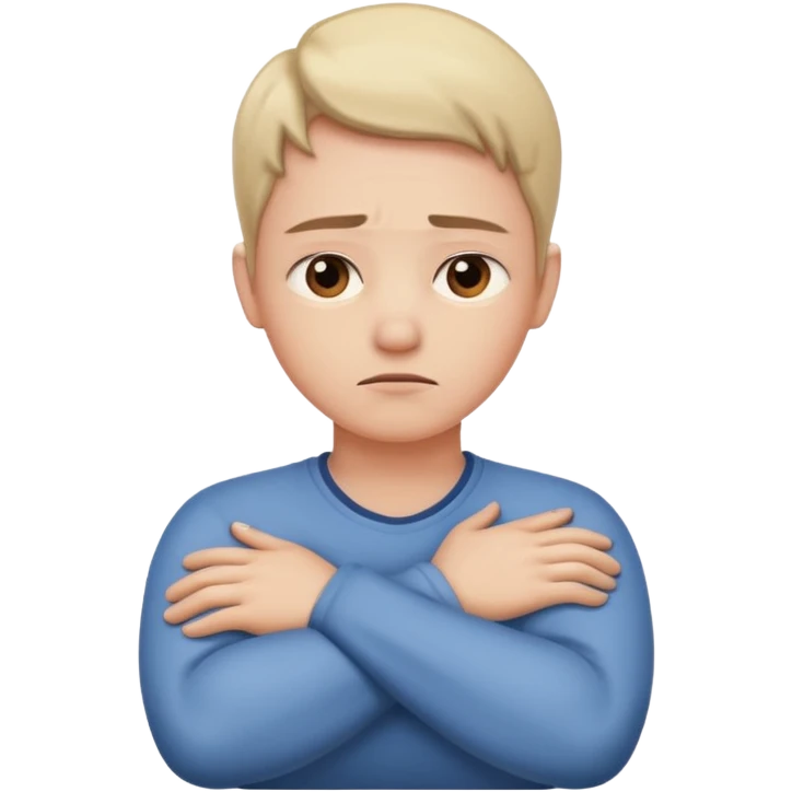 person with arms crossed holding their neck worried expression emoji emoji