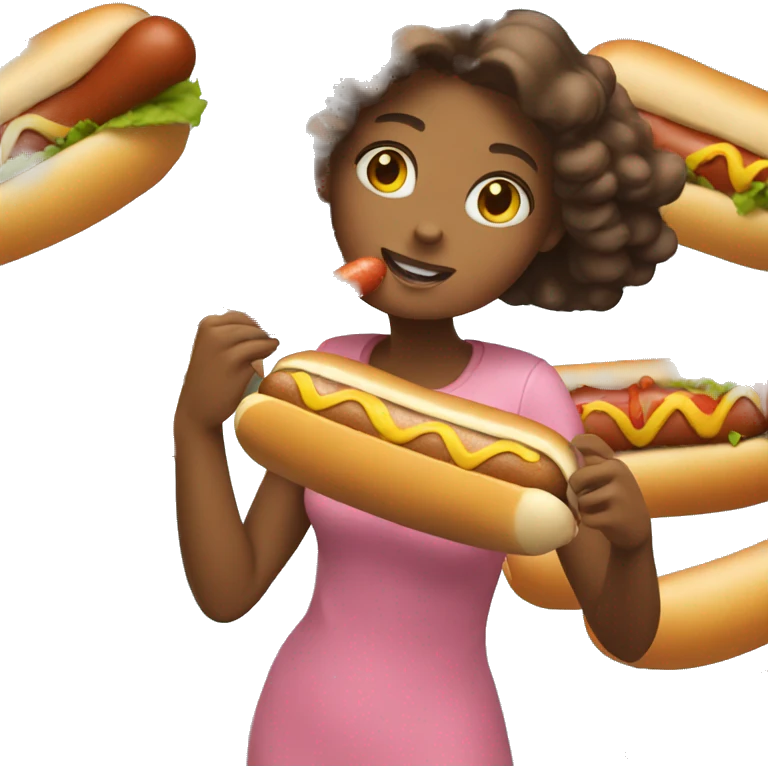 Girl eating hot dog  emoji
