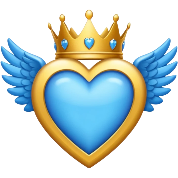 Un emoji de corazón azul con alas y una corona emoji