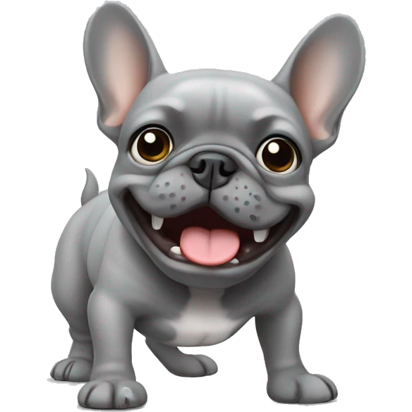 Grey French bulldog farting emoji