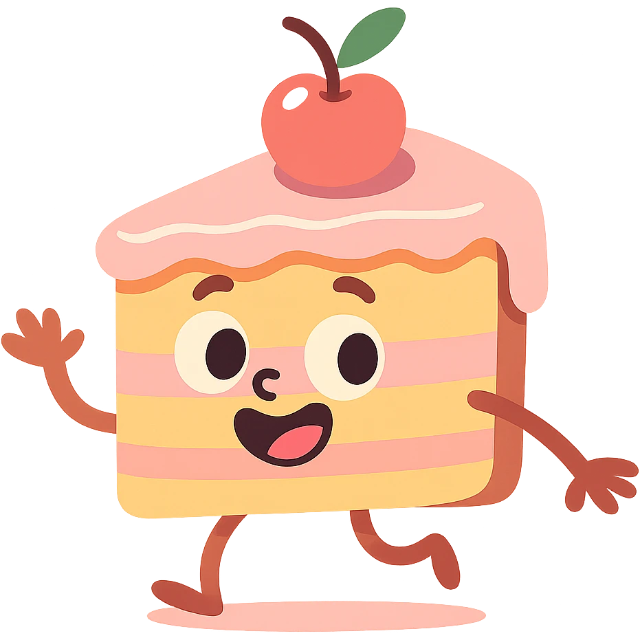 slice of cake with a cherry on top emoji