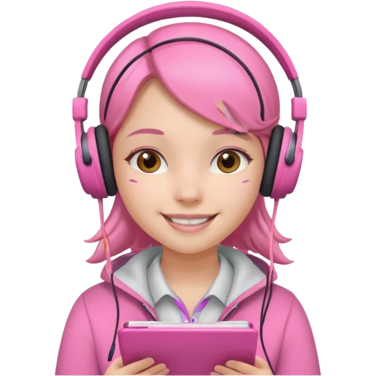 girl taking notes in pink thones emoji