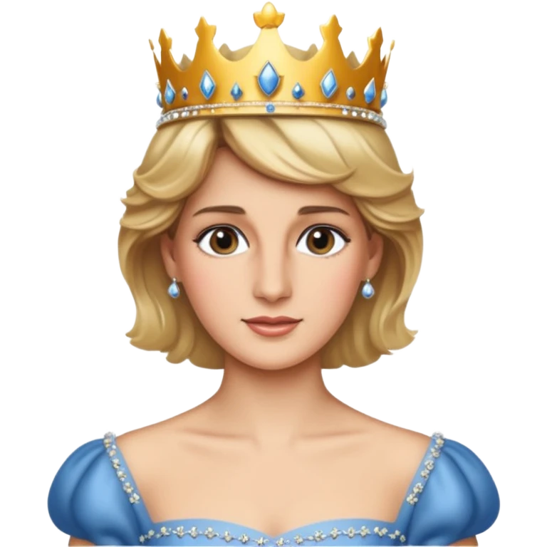 content face, Princess Diana with crown emoji