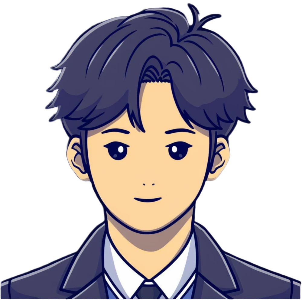 Handsome K-pop male idol face with stylish hair emoji