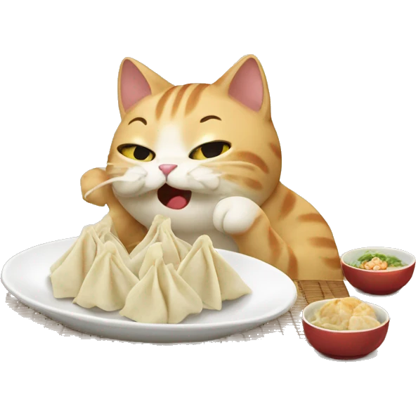 Cat eating dumplings emoji