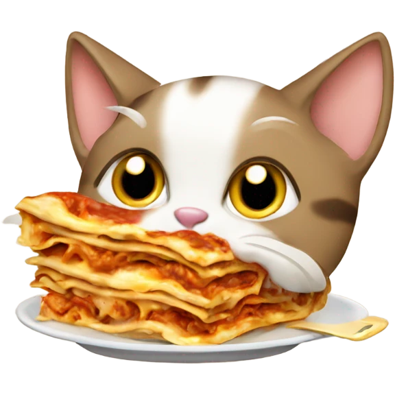 Cat eating lasagna emoji