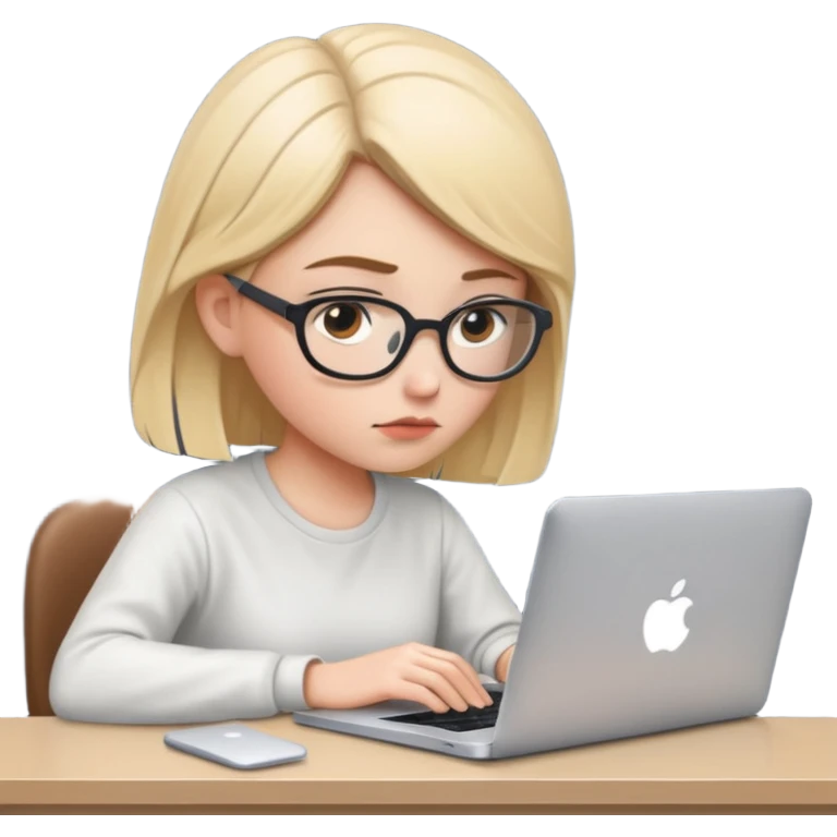 A developer writing code on her macbook emoji