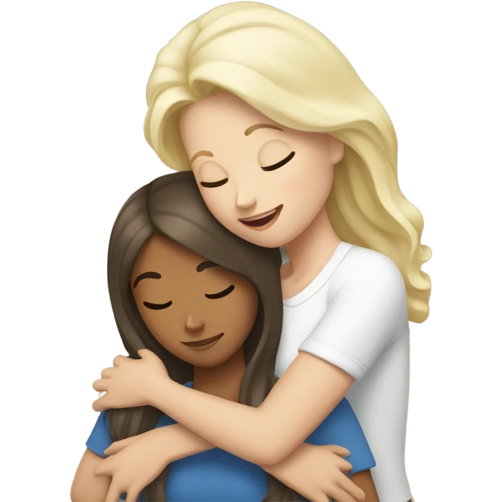 The white blonde woman hugs the white brown haired girl emoji