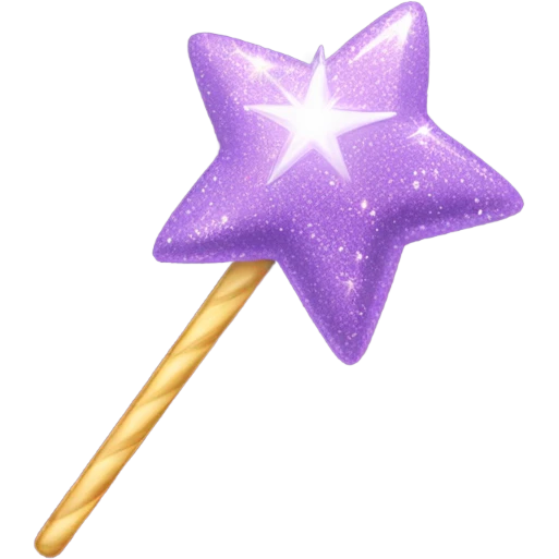 Sparkly lilac magic star wand emoji