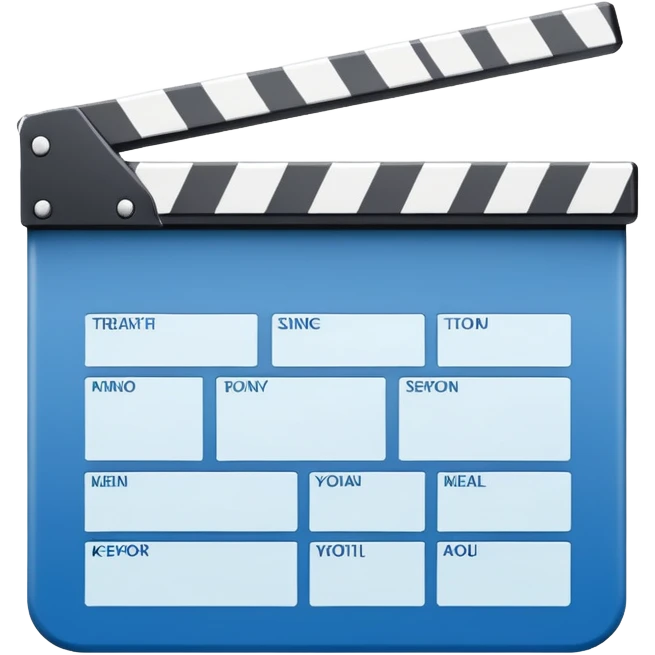 basic movie slate in blue and white, clean lines and simple design emoji