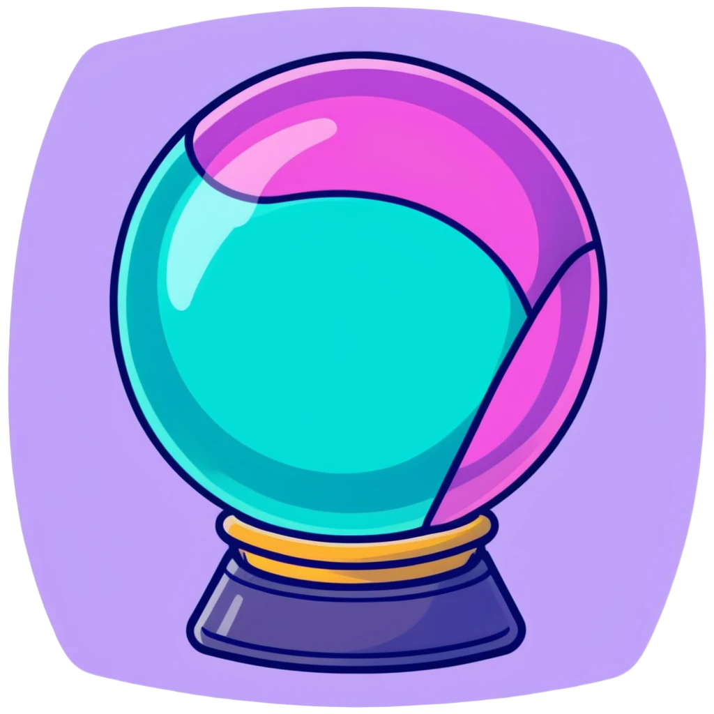 crystal magic ball with potion effect, fortune telling crystal sphere with swirling magical liquid inside, sparkles and mystical glow emoji