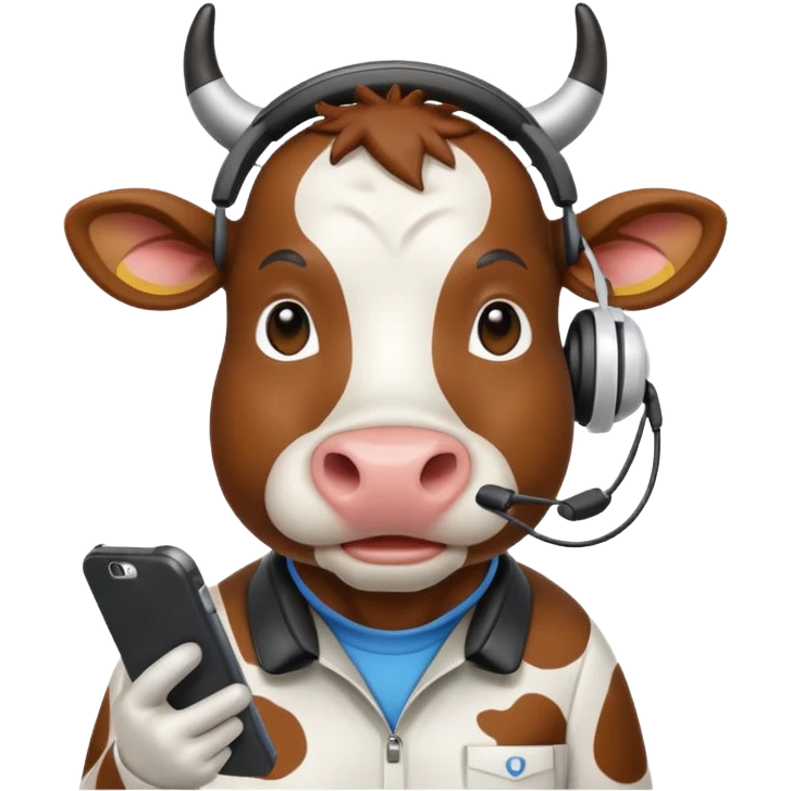 Создай итальянский мем корову связанную с телефоном emoji