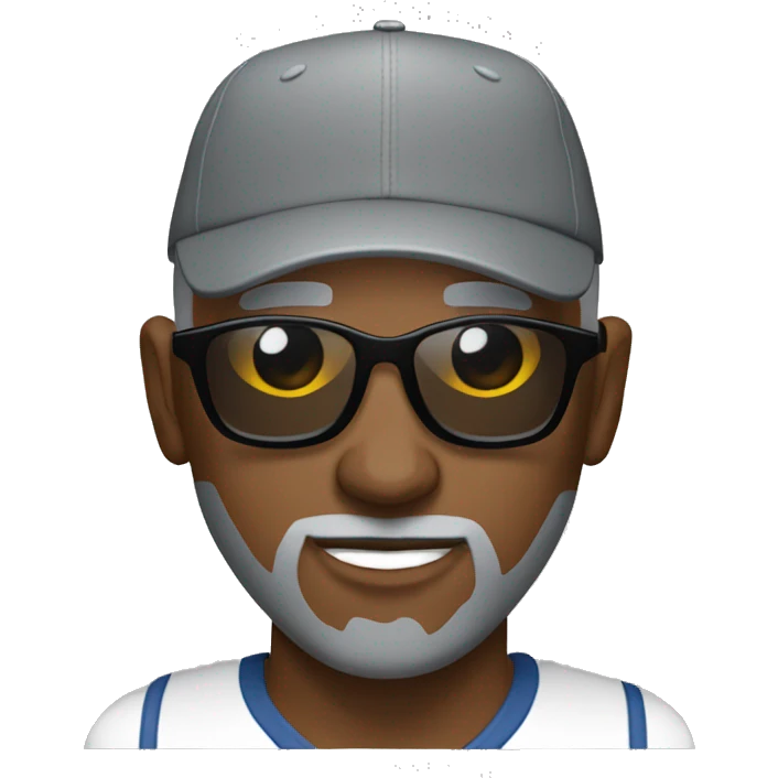 Bald black man with grey beard sunglasses baseball cap emoji