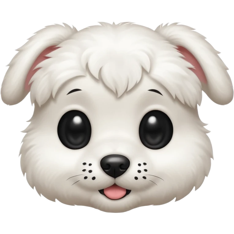 white puppy with a black dot in the eye emoji