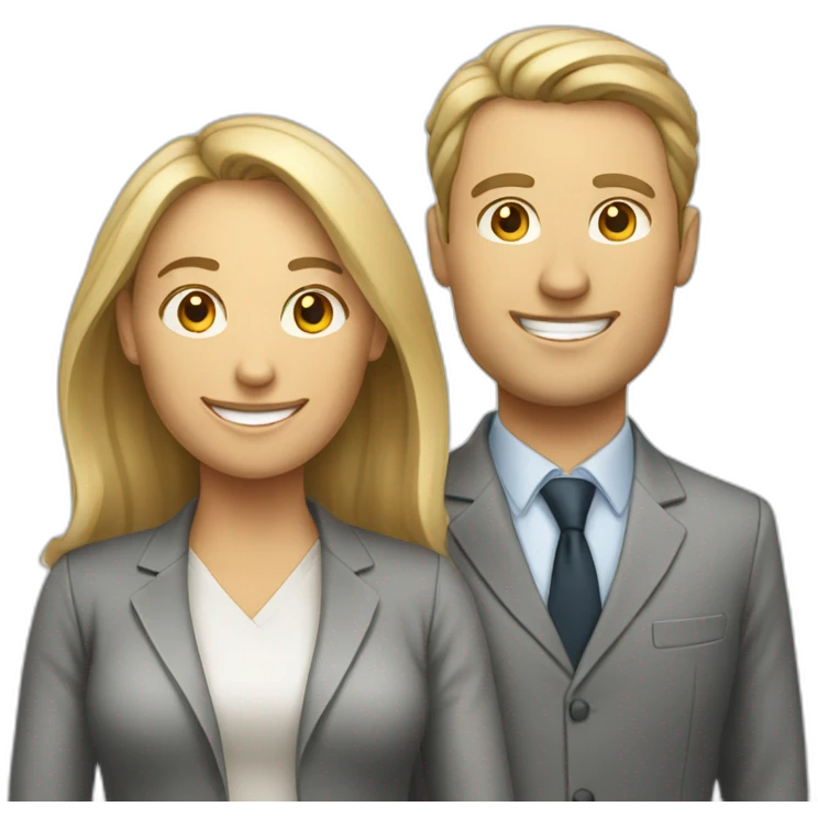 successful team white man and woman emoji