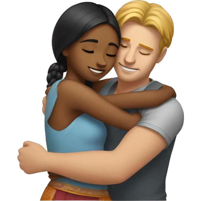 White guy hugging cute indian girl emoji