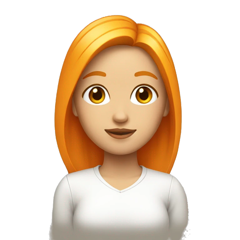 Chica con pelo rubio, saco naranja y camisa blanca emoji