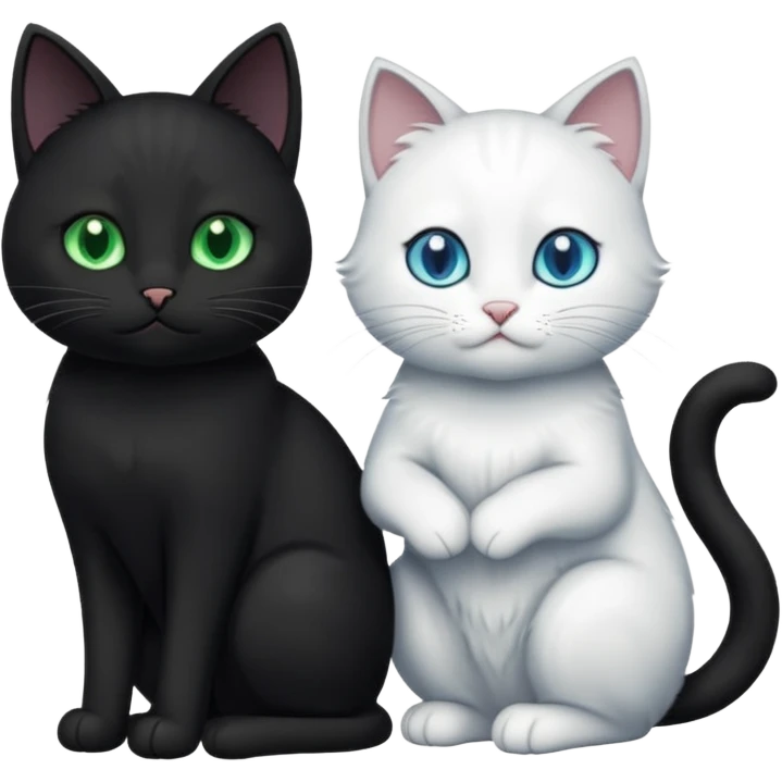 Black cat praying to white cat  emoji