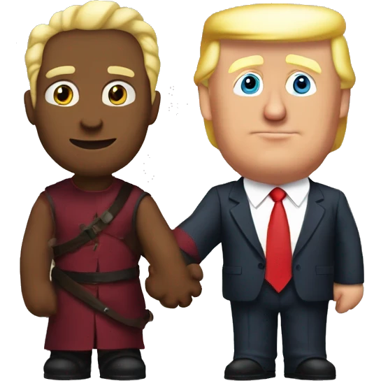 Trump holding Elon musks hand emoji