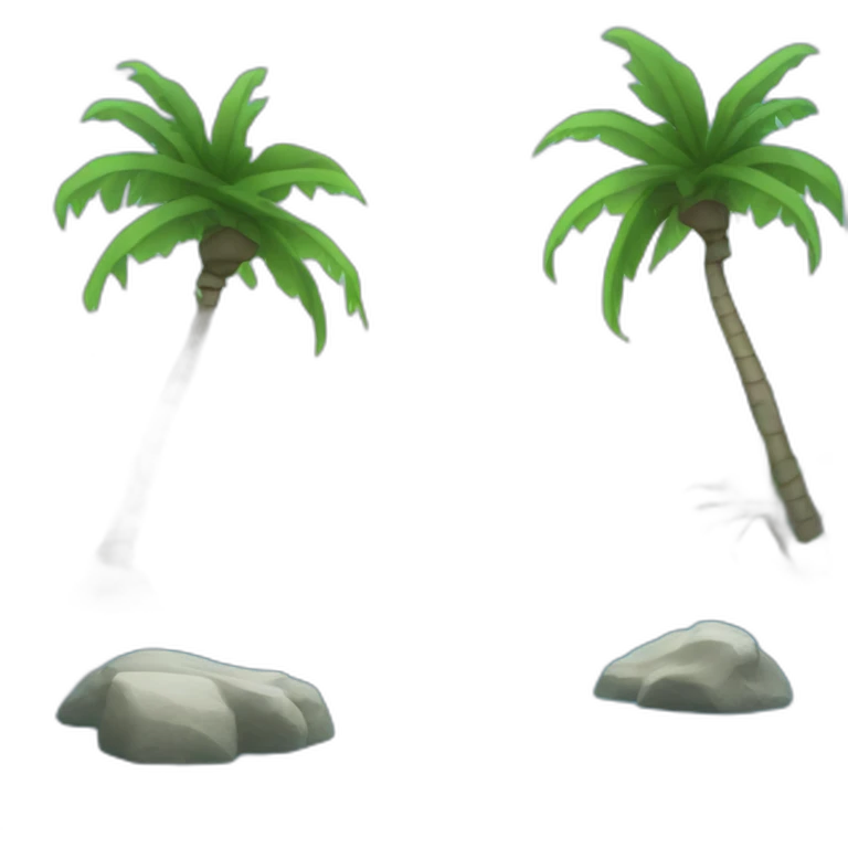 blue water with with buldings behind with palm trees emoji