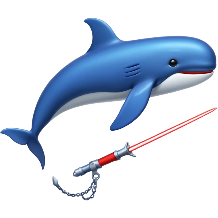 Une baleine avec un sabre laser rouge emoji