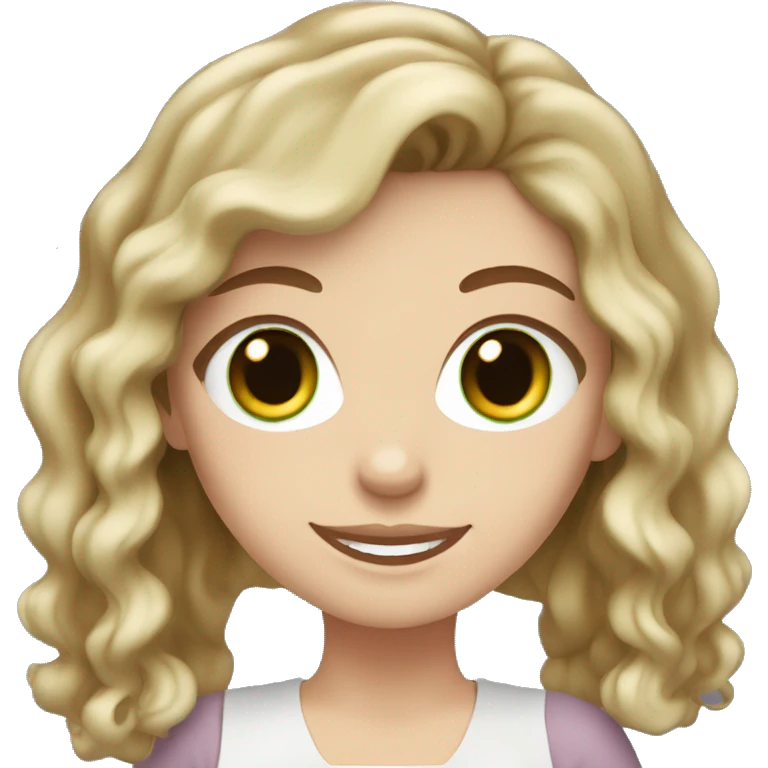 white girl with brown wavy hair and green eyes cooking  emoji