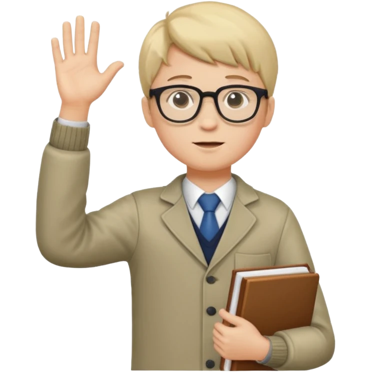 boy focused on studying raising his hand  full body
 emoji