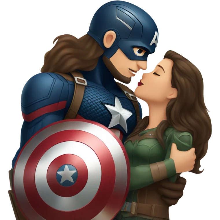 Captain America kissing brunette girl emoji