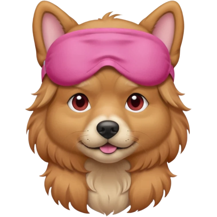 a dog with red sleep mask and wearing pink shirt emoji