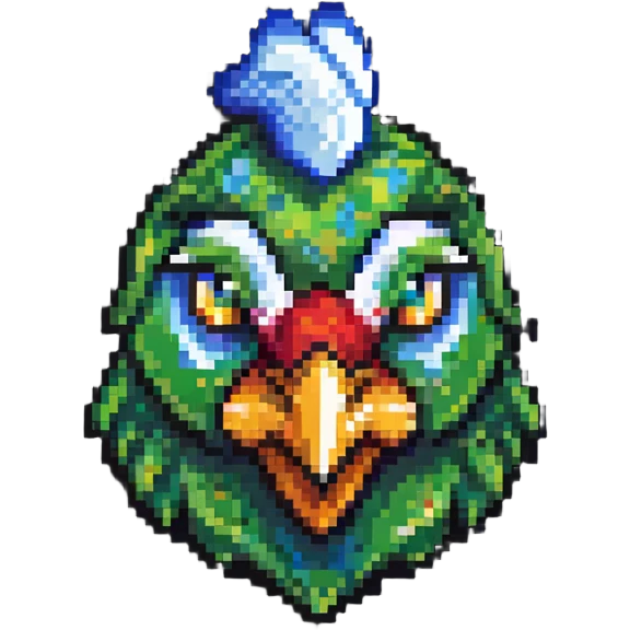 ultra-minimal blocky Minecraft chicken head emoji with one large colorful square pixel, perfectly square, extremely simple, abstract, playful, childlike emoji